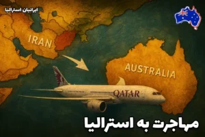 مهاجرت به استرالیا با پرواز قطر؛ مسیر ایران به استرالیا روی نقشه