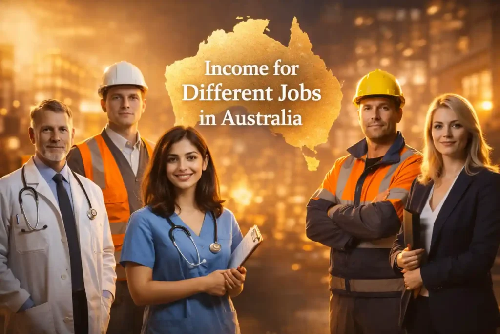 درآمد مشاغل مختلف در استرالیا شامل پزشک، پرستار، مهندس و مشاغل فنی