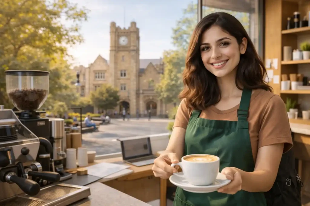 کار دانشجویی حین تحصیل در دانشگاه ملبورن توسط دانشجوی دختر بین‌المللی